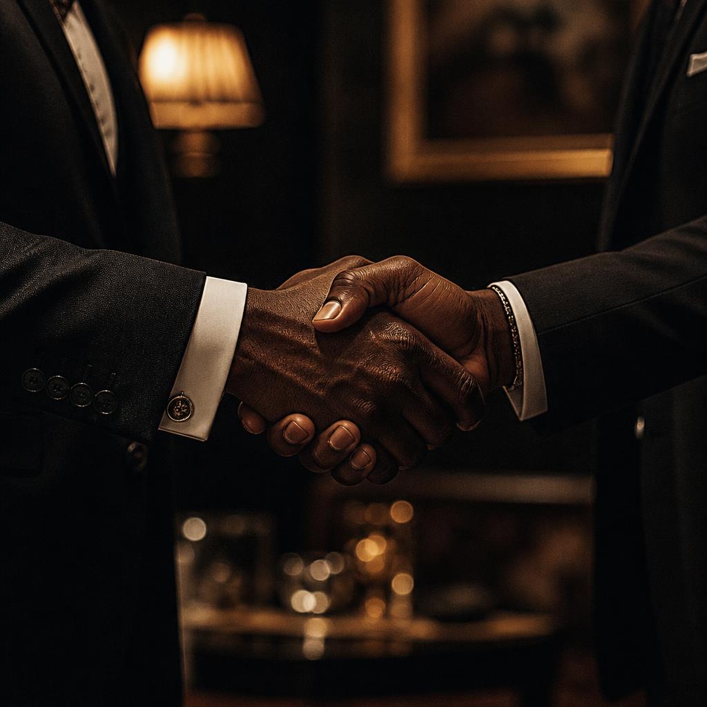 Two hands clasped in a handshake